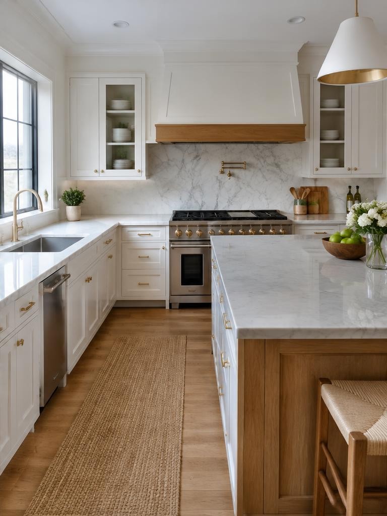 Illustrative kitchen after cleaning, spotless counter and stove